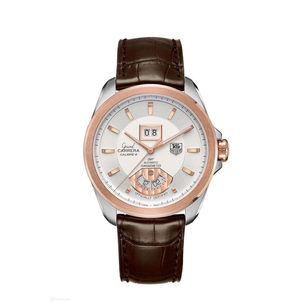 Tag Heuer Men&#39;s WAV5152.FC6231 Grand Carrera 18kt Rose Gold Automatic Brown Leather Watch