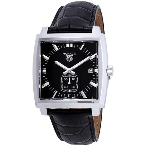Tag Heuer Men's WAW131A.FC6177 Monaco Black Leather Watch