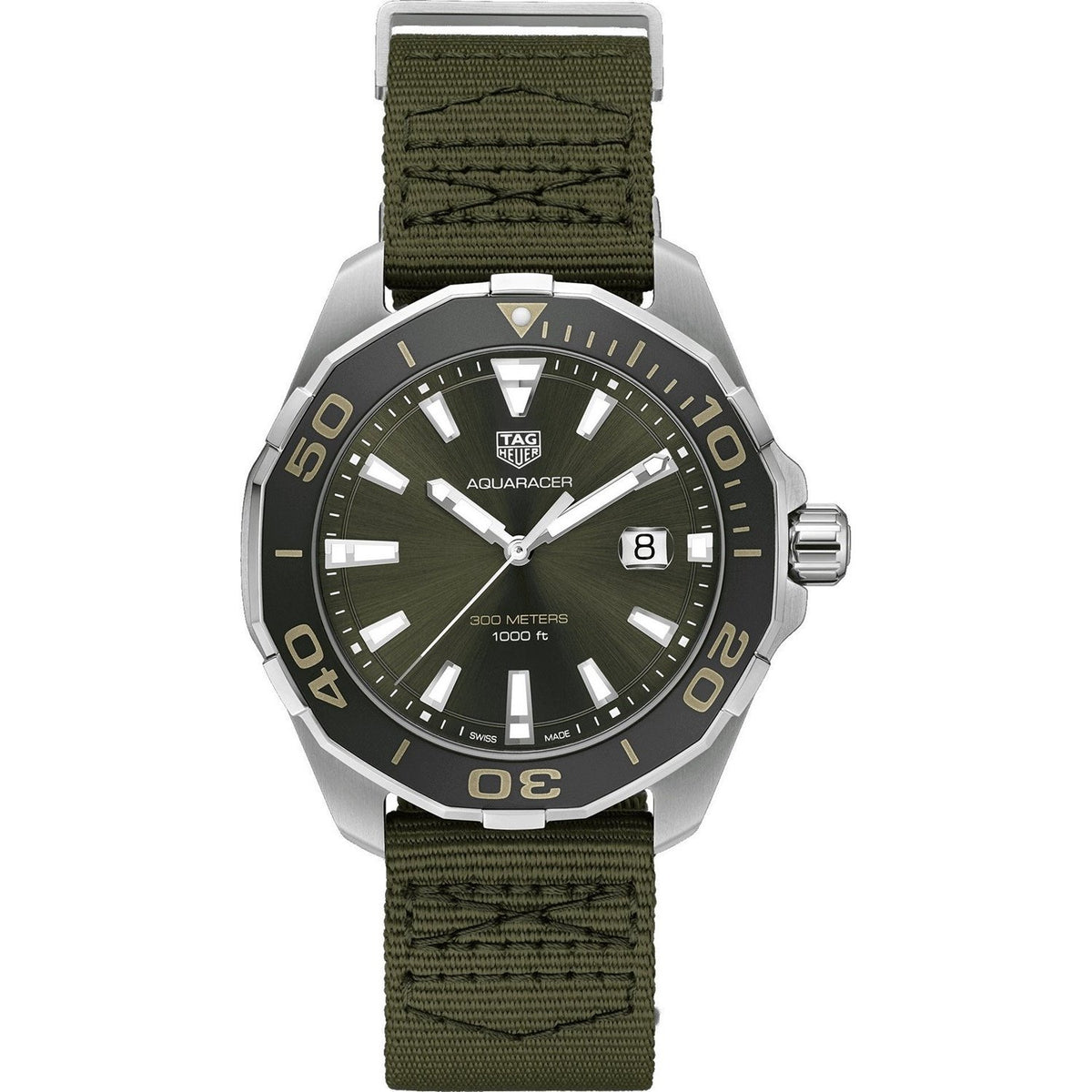 Tag Heuer Men&#39;s WAY101E.FC8222 Aquaracer Green Textile Watch