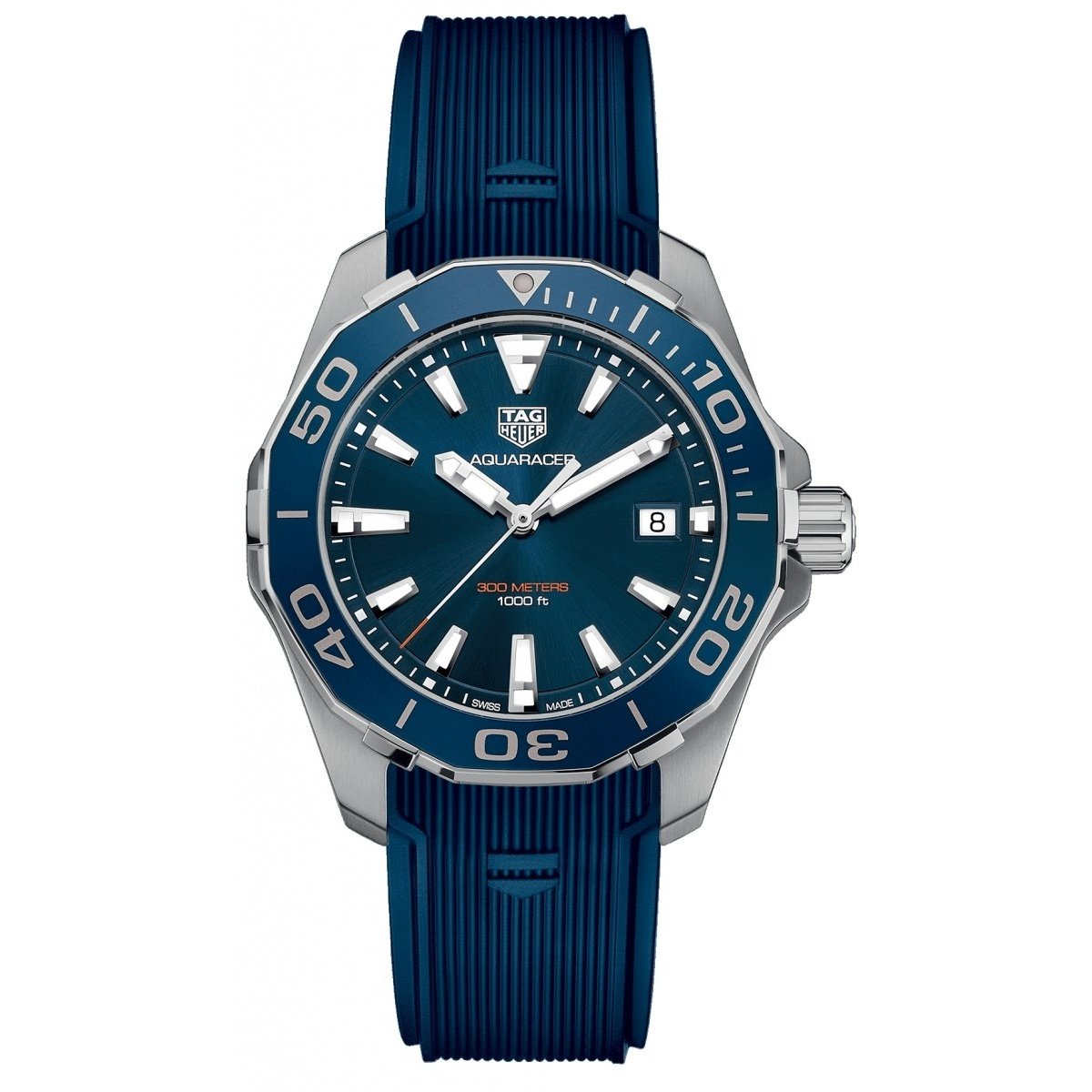Tag Heuer Men&#39;s WAY111C.FT6155 Aquaracer Blue Rubber Watch