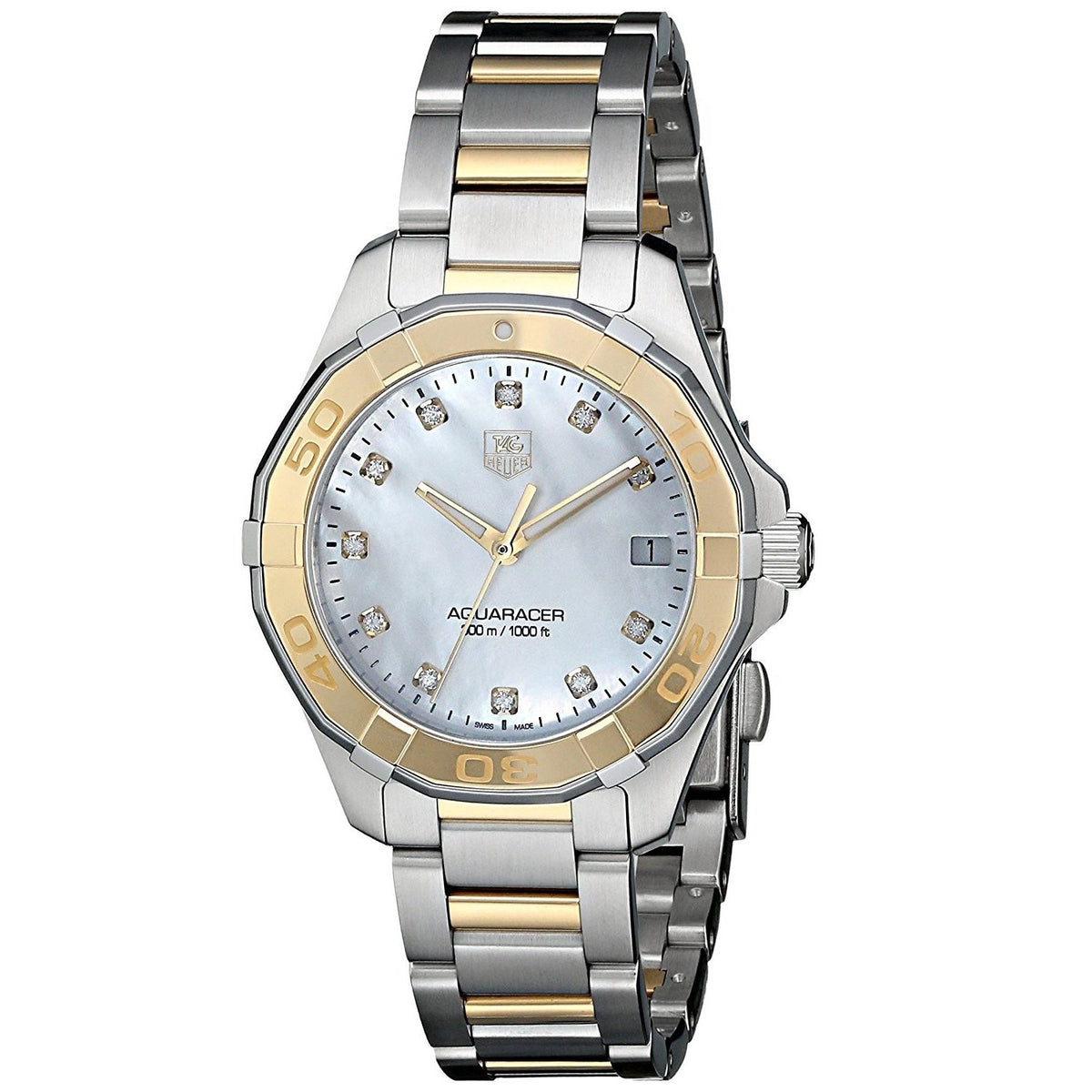Tag Heuer Women&#39;s WAY1351.BD0917 Aquaracer Diamond Two-Tone Stainless Steel Watch