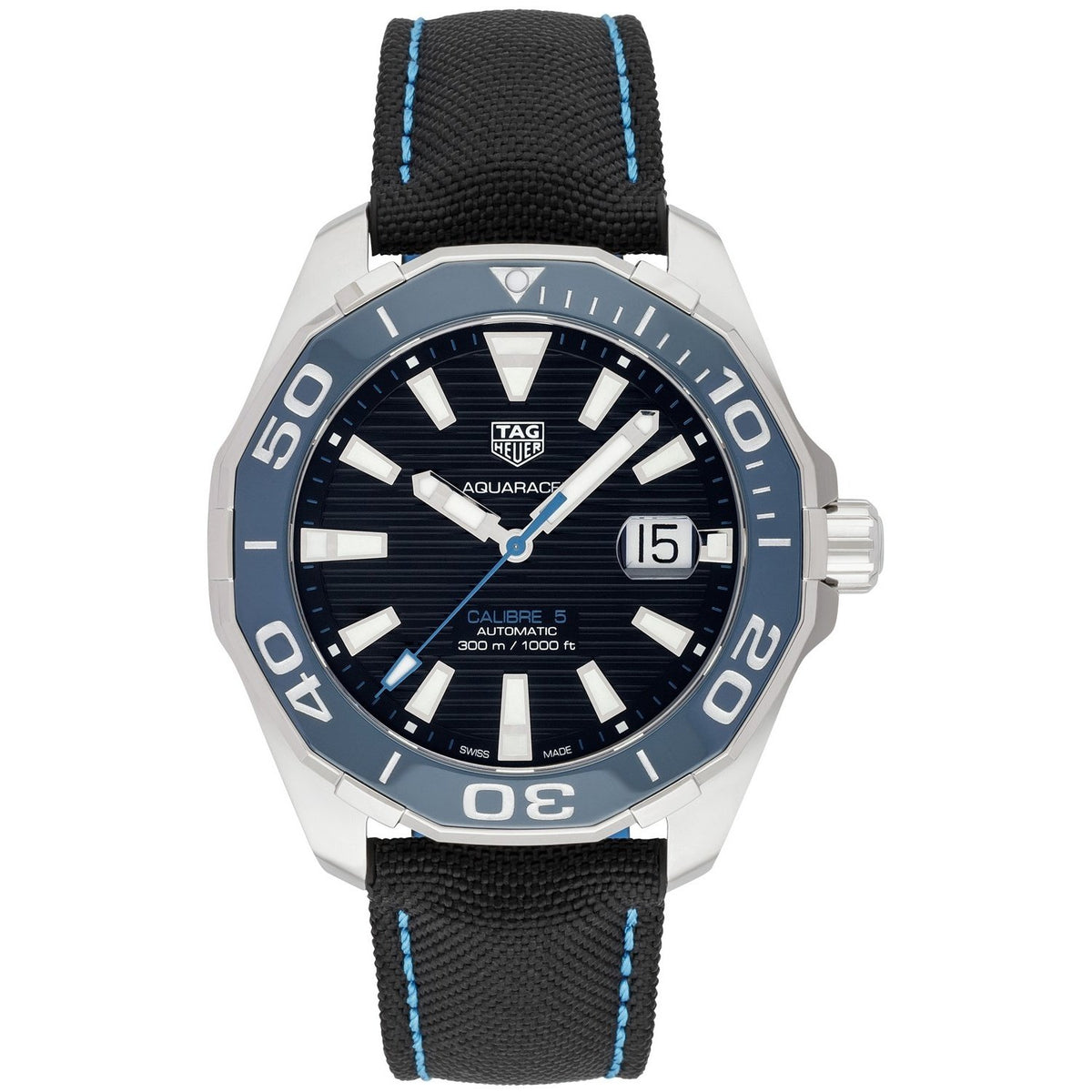 Tag Heuer Men&#39;s WAY201C.FC6395 Aquaracer Automatic Black Nylon and Leather Watch