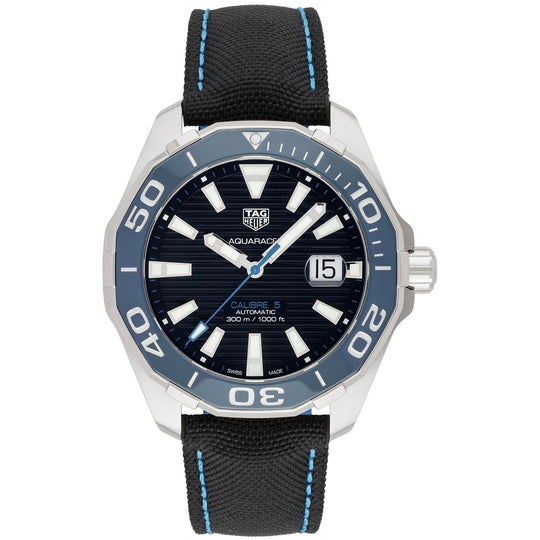 Tag Heuer Men's WAY201C.FC6395 Aquaracer Automatic Black Nylon and Leather Watch