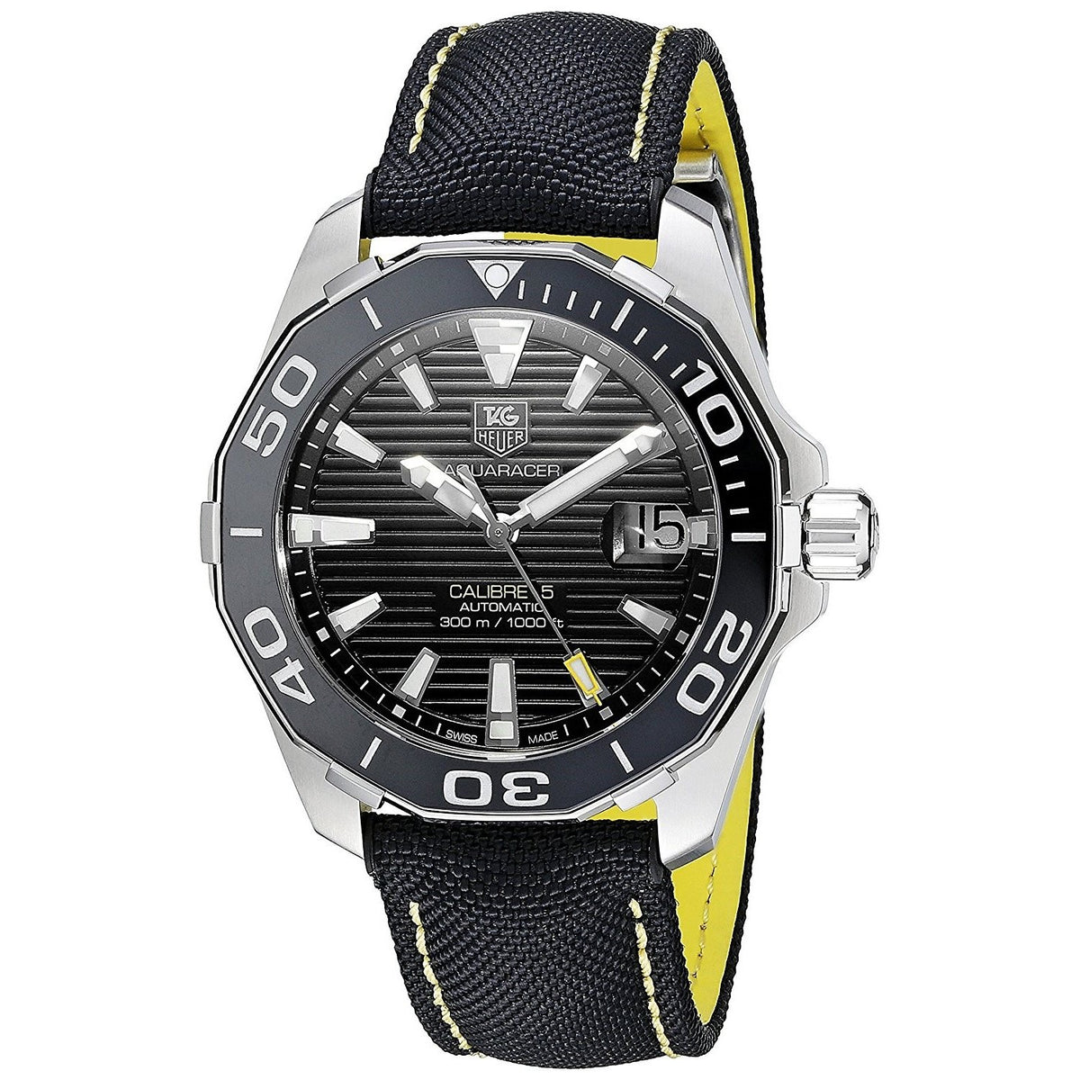 Tag Heuer Men&#39;s WAY211A.FC6362 Aquaracer Automatic Black Canvas and Leather Watch