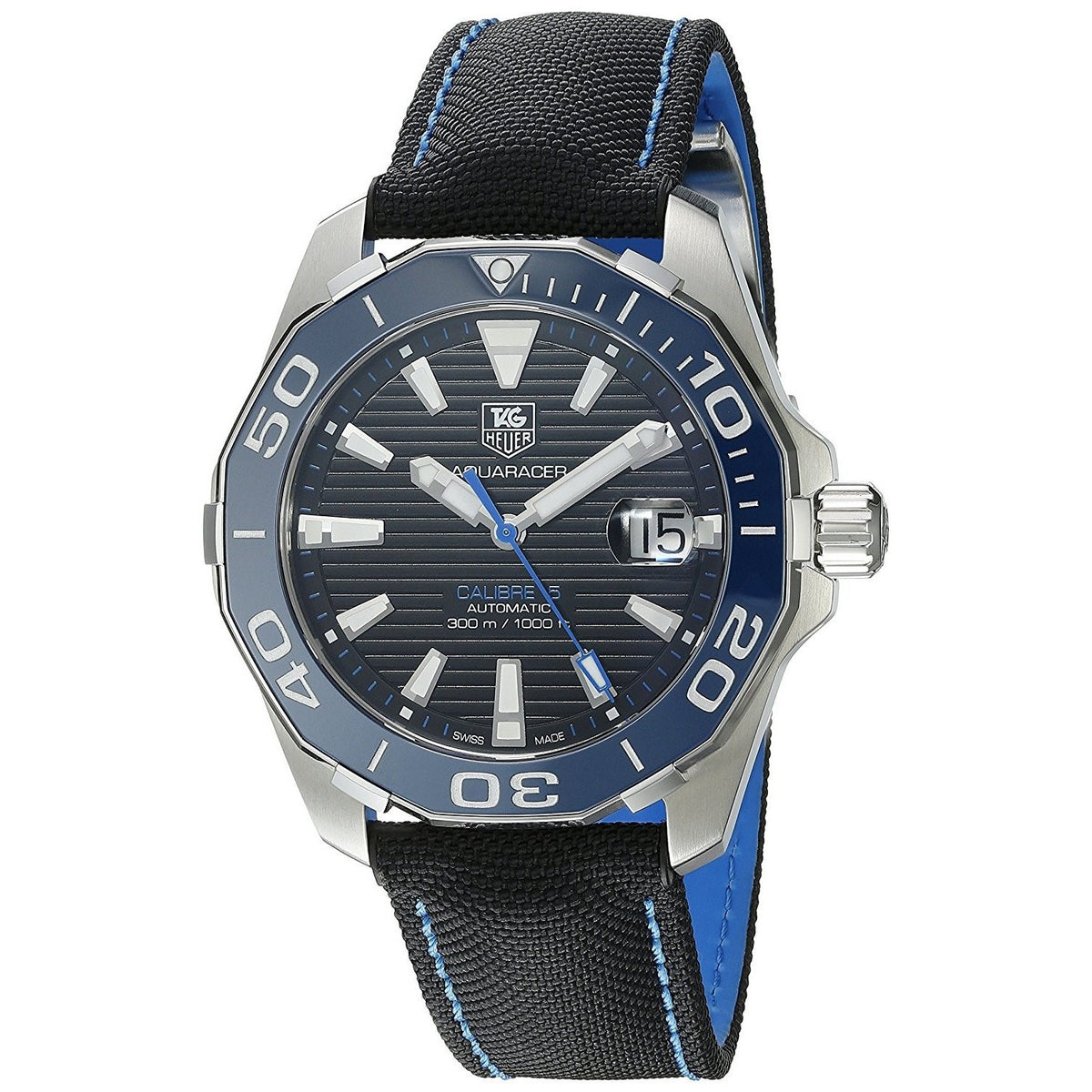 Tag Heuer Men&#39;s WAY211B.FC6363 Aquaracer Automatic Black Canvas and Leather Watch