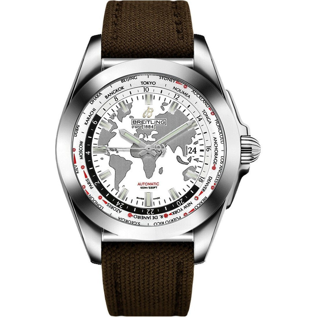 Breitling Men&#39;s WB3510U0-A777-108W Galactic Unitime Brown Canvas Watch