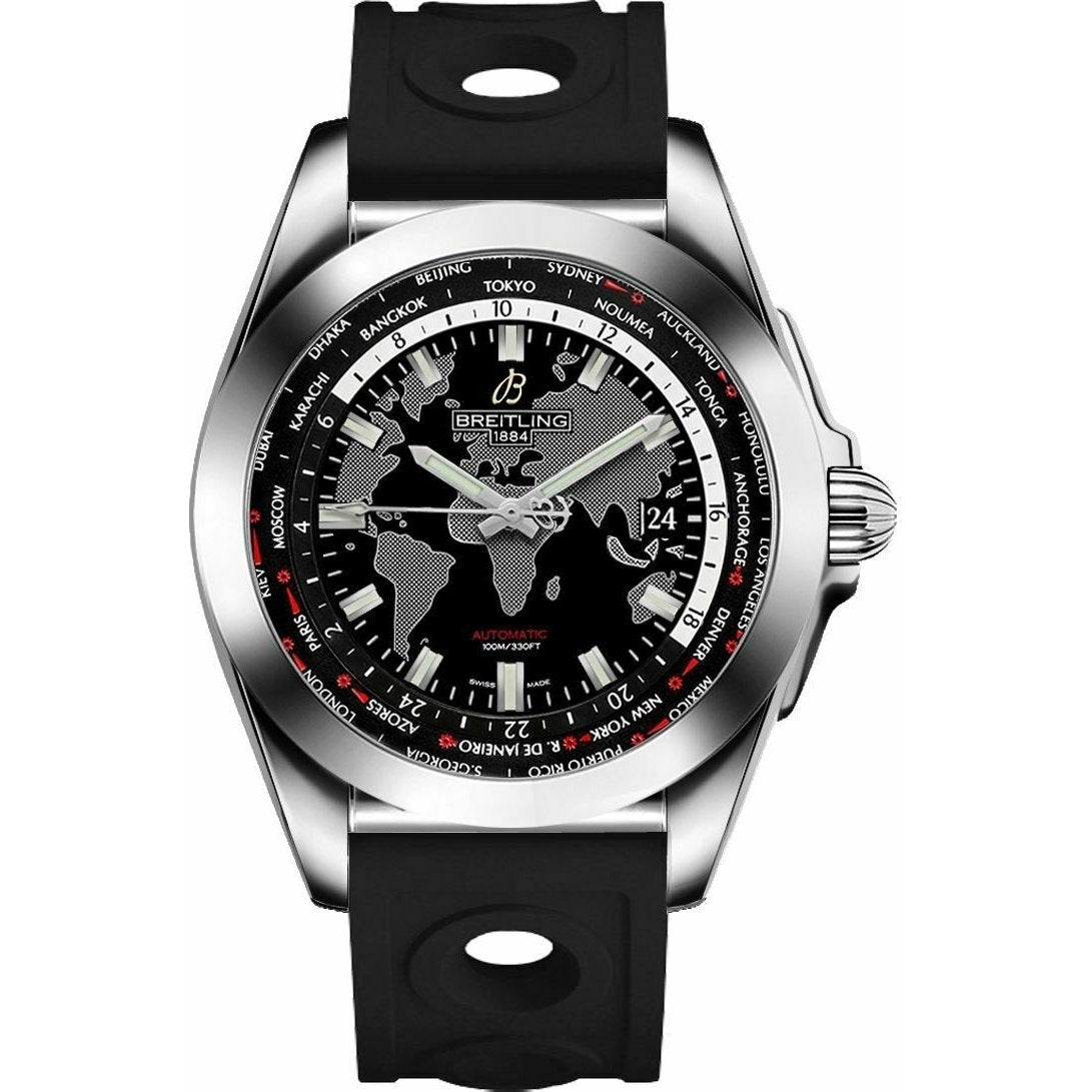 Breitling Men's WB3510U4-BD94-227S Galactic Unitime Black Rubber Watch