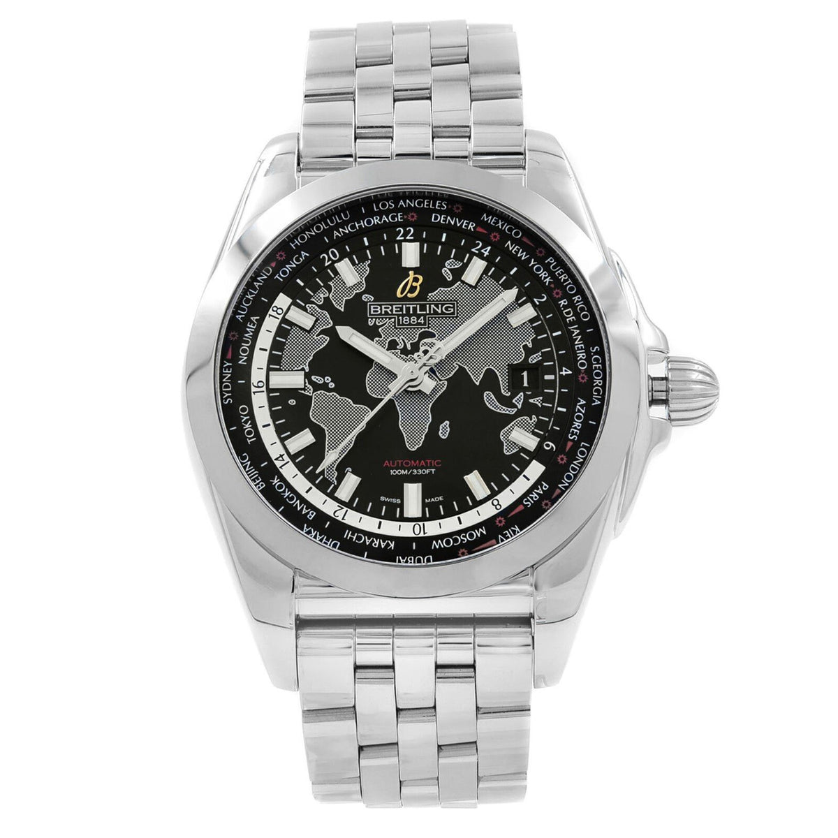 Breitling Men&#39;s WB3510U4-BD94-375A Galactic Unitime Stainless Steel Watch