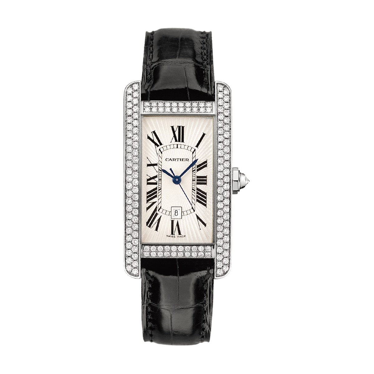Cartier Women's WB710002 Tank Black Leather Watch