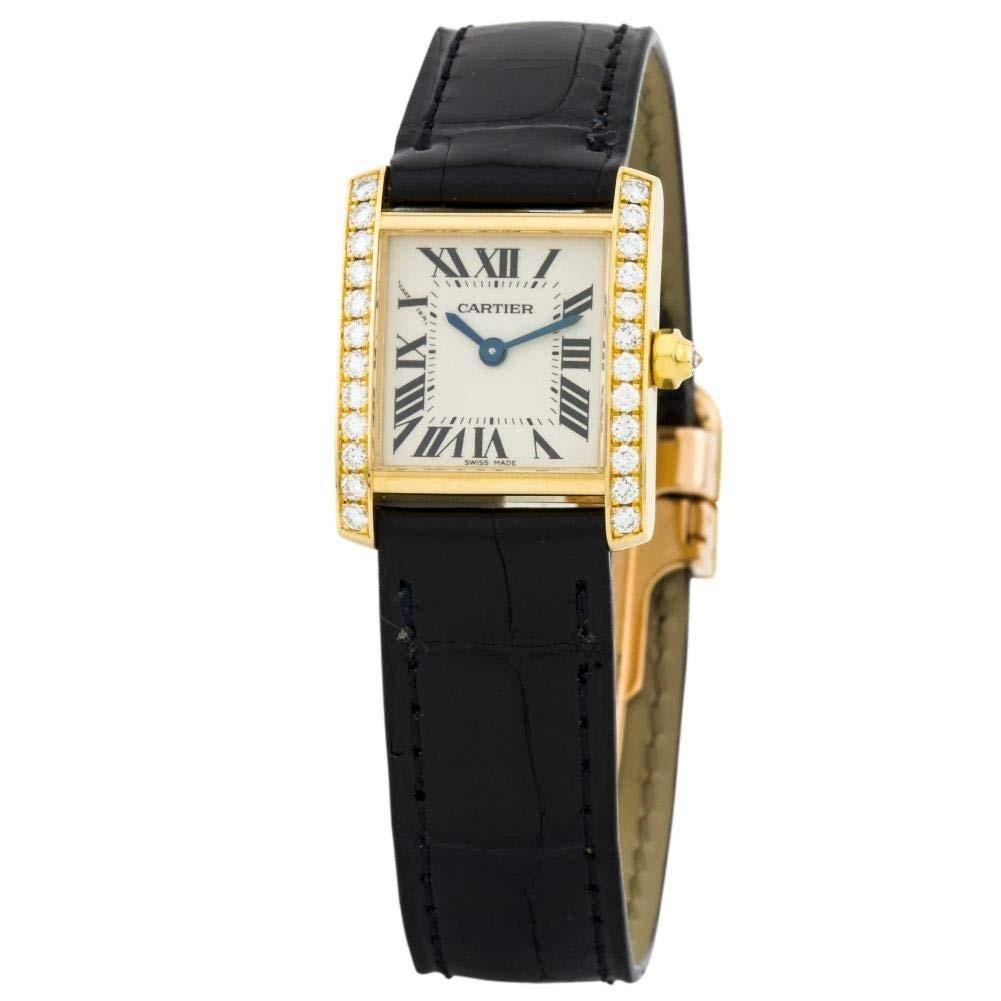 Cartier Women's WE100131 Tank Francaise Black Leather Watch