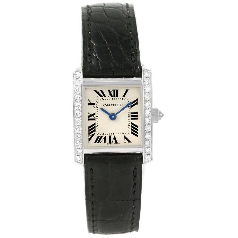 Cartier Women's WE100231 Tank Francaise Black Leather Watch