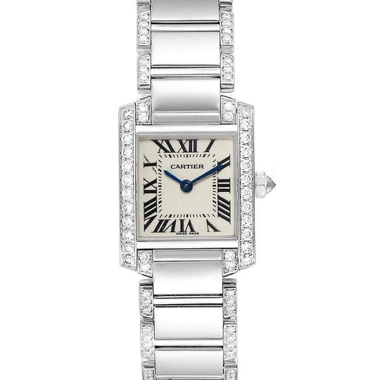 Cartier Women's WE1002SF Tank Francaise 18kt White Gold with Sets of Diamond Watch