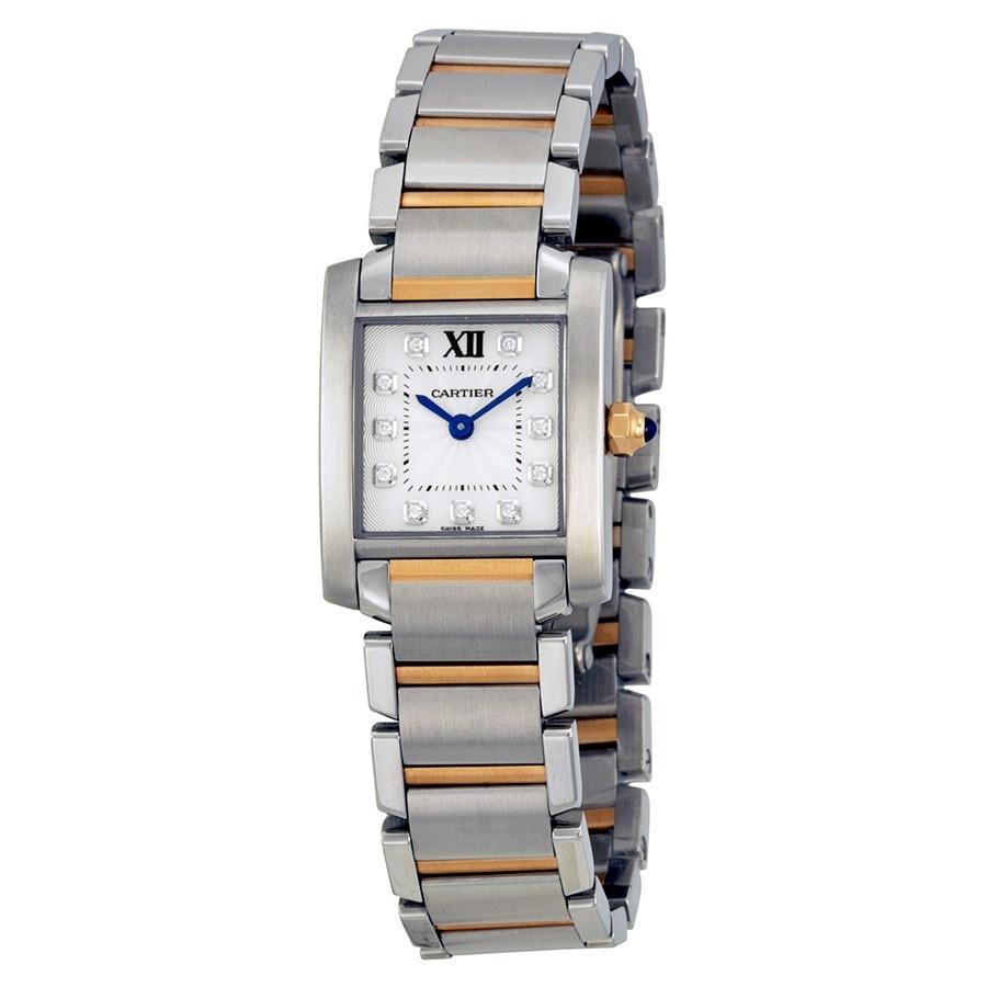 Cartier Women&#39;s WE110004 Tank Francaise 18K Rose Gold Diamond Two-Tone Stainless Steel Watch