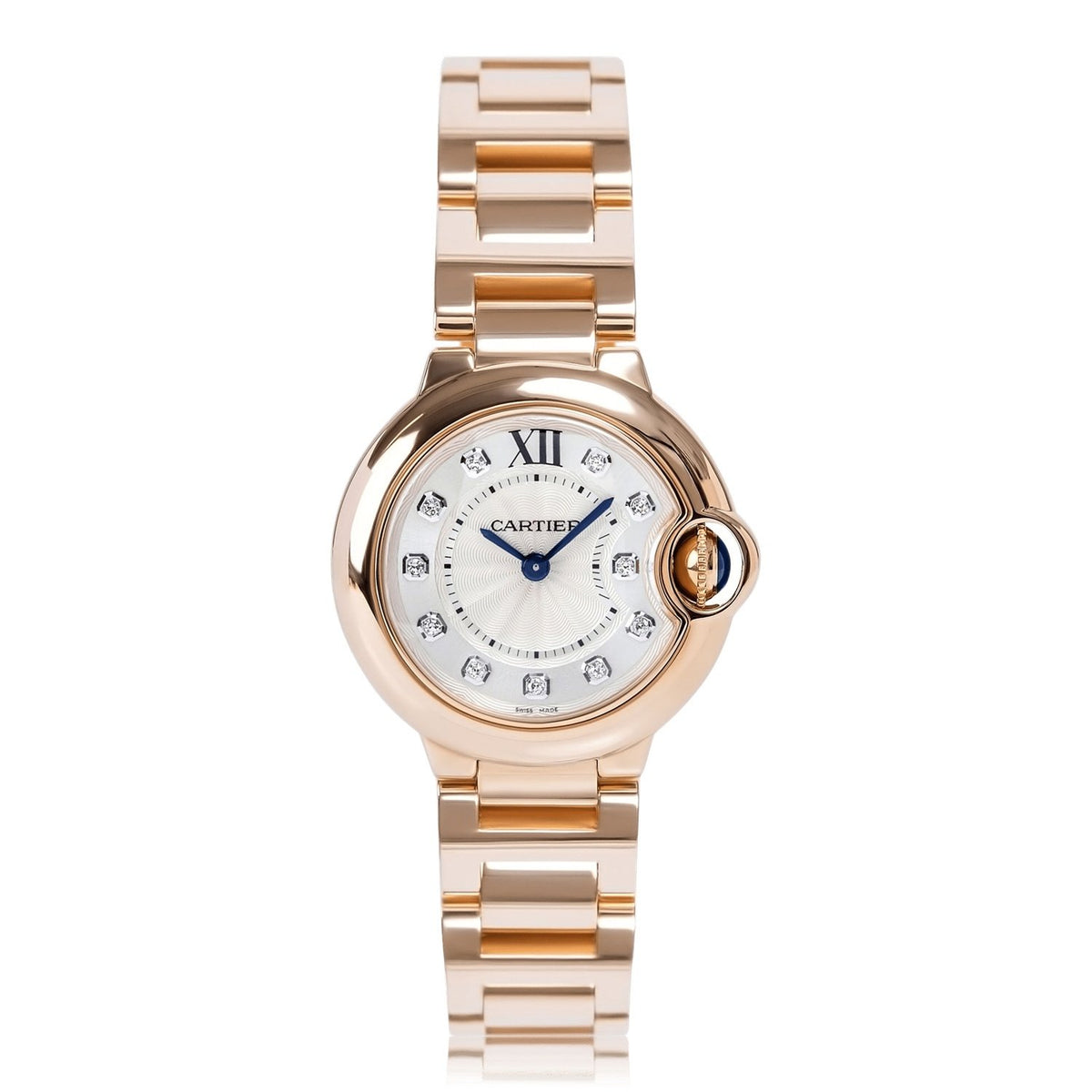 Cartier Women&#39;s WE902025 Ballon Bleu Diamonds Rose Gold-tone Stainless Steel Watch