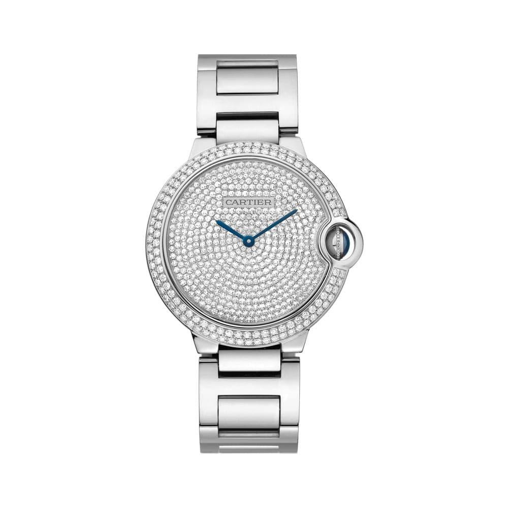 Cartier Women's WE902045 Ballon Bleu Diamonds White Gold-Tone Stainless Steel Watch