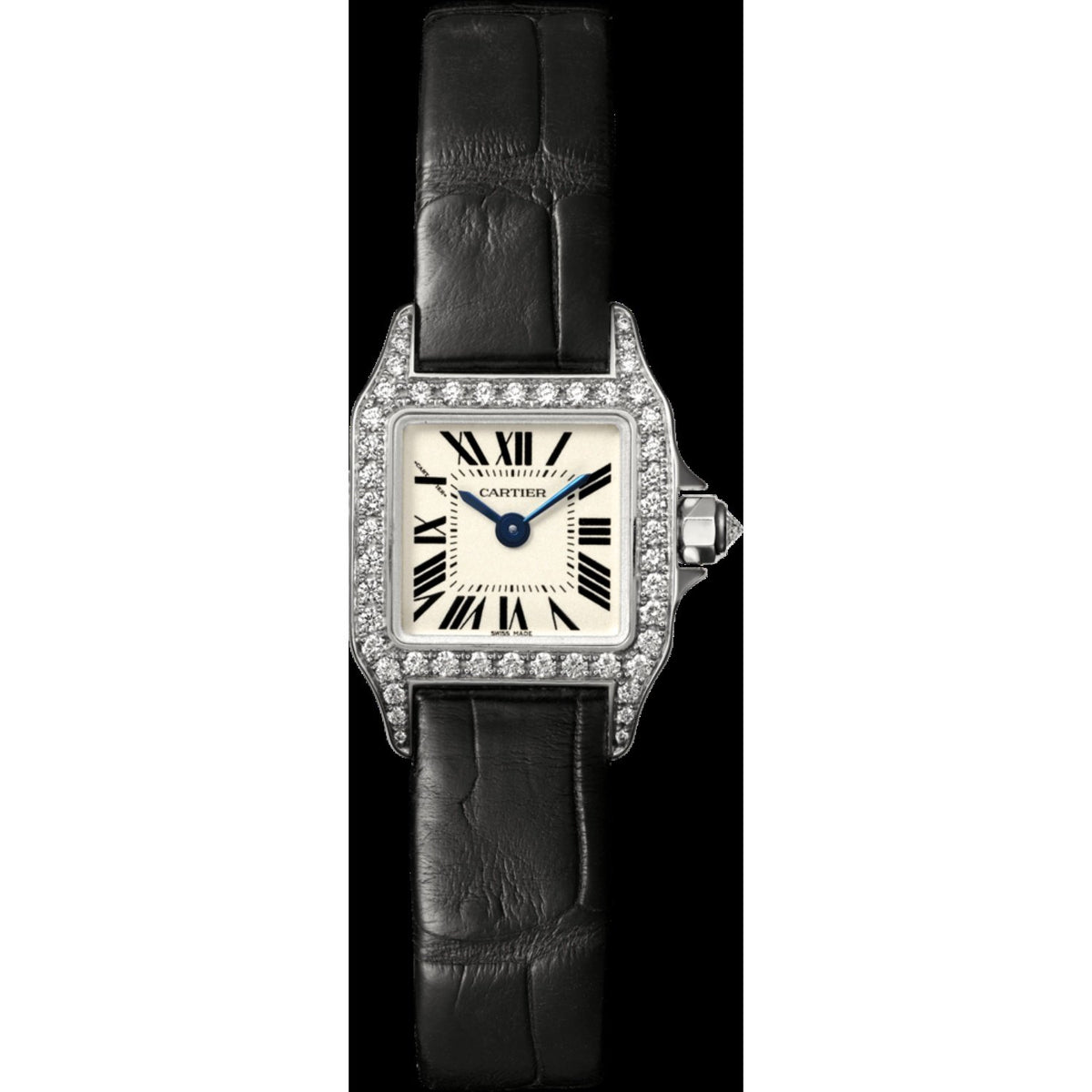 Cartier Women's WF902005 Santos Black Leather Watch