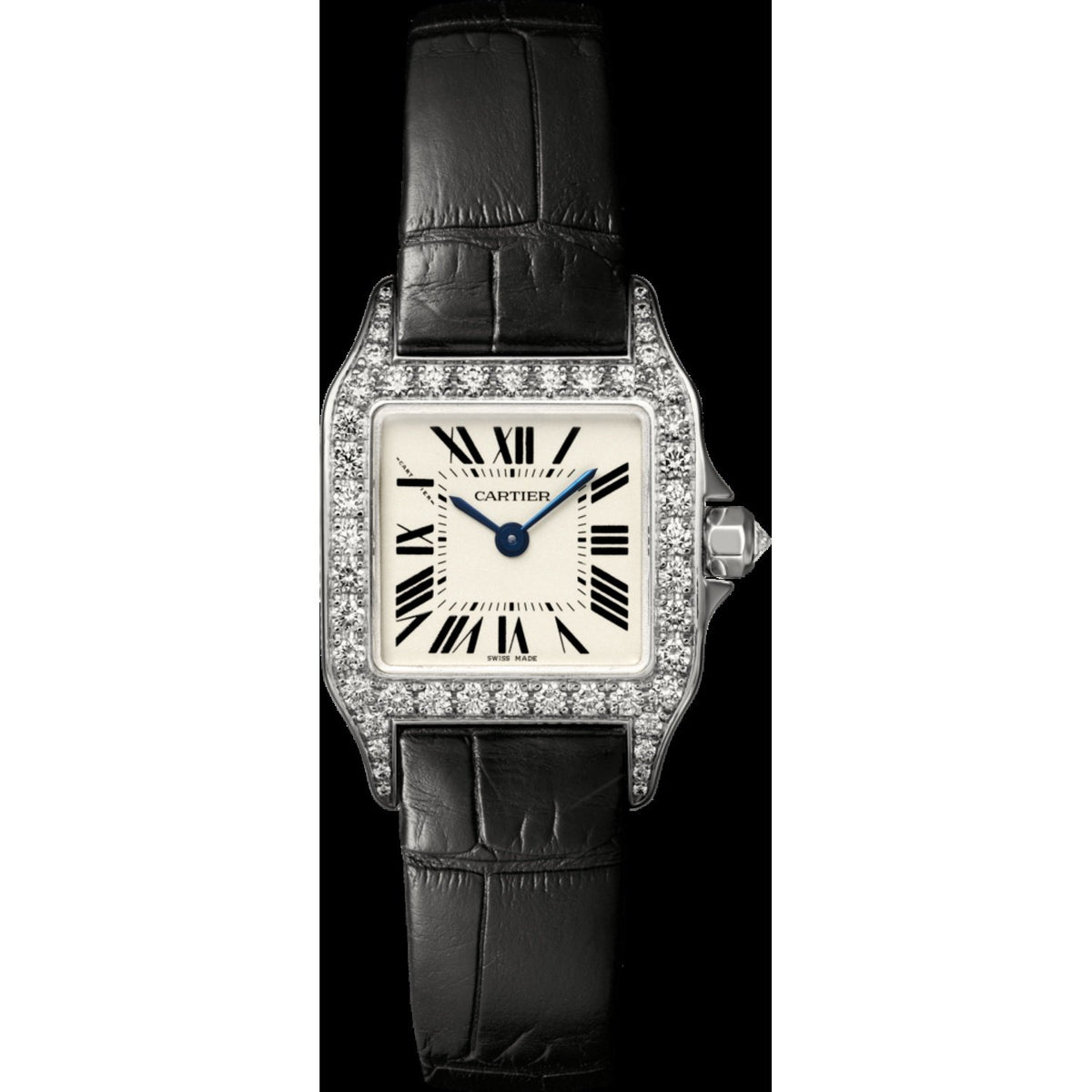 Cartier Women's WF902007 Santos Black Leather Watch