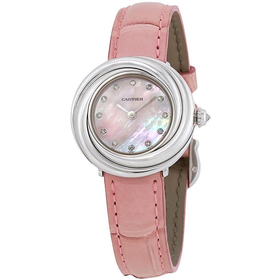Cartier Women&#39;s WG200846 Trinity Diamonds Pink Leather Watch