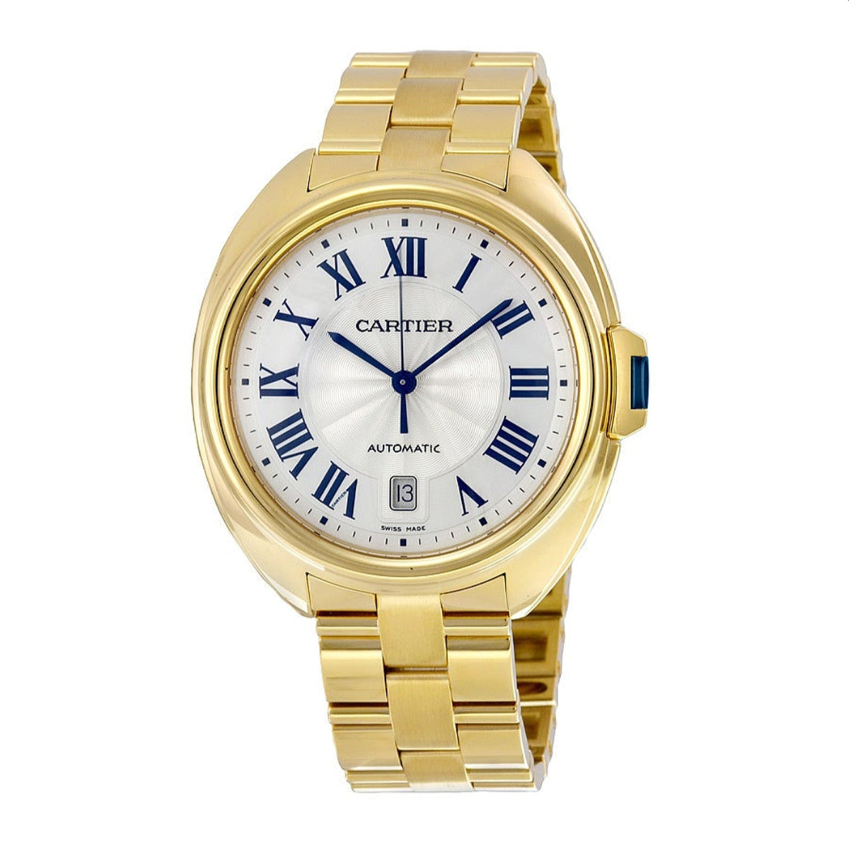 Cartier Men&#39;s WGCL0003 Clé Silvered Flinqué 18 Kt Yellow Gold Automatic Gold 18 Kt Yellow Gold Watch