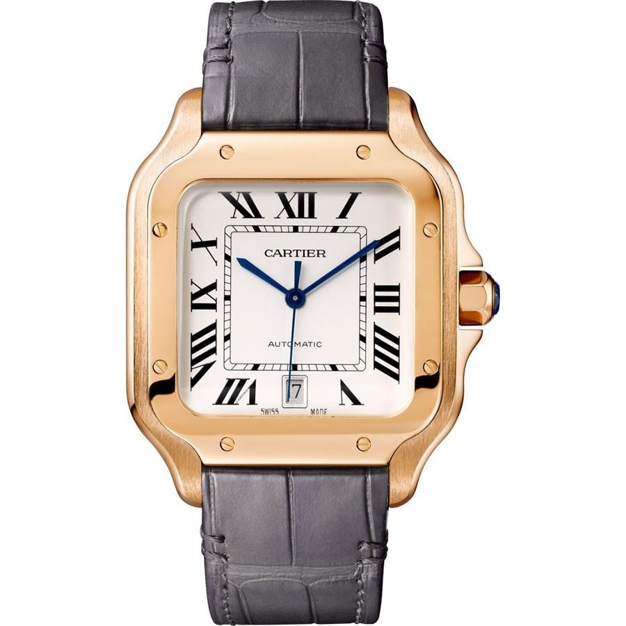 Cartier Men's WGSA0011 Santos De Cartier Black Leather Watch