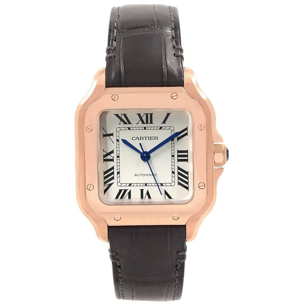 Cartier Women&#39;s WGSA0012 Santos De Cartier Black Leather Watch