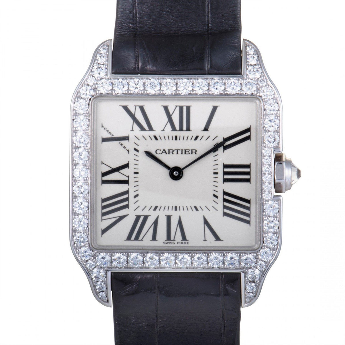 Cartier Women's WH100251 Santos Black Leather Watch