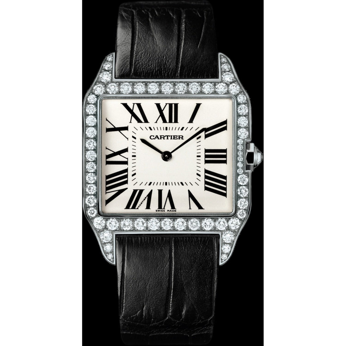 Cartier Men's WH100651 Santos Black Leather Watch