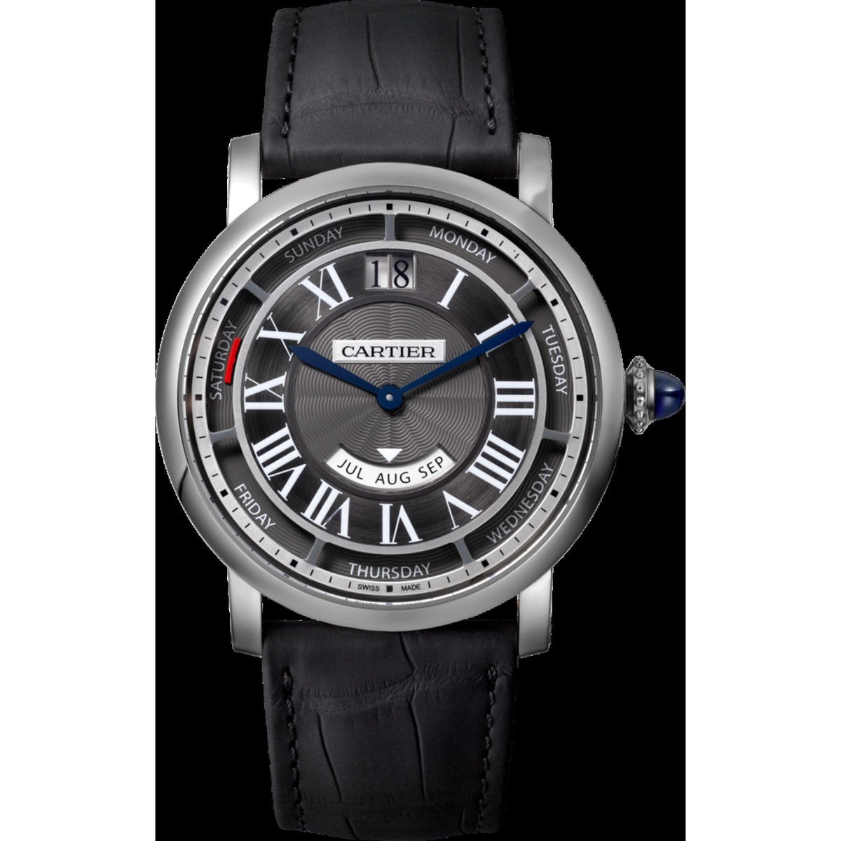 Cartier Men's WHRO0003 Rotonde De Cartier Black Leather Watch