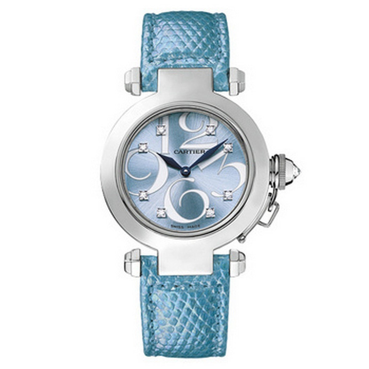 Cartier Women's WJ123121 Pasha Diamond Blue Leather Watch