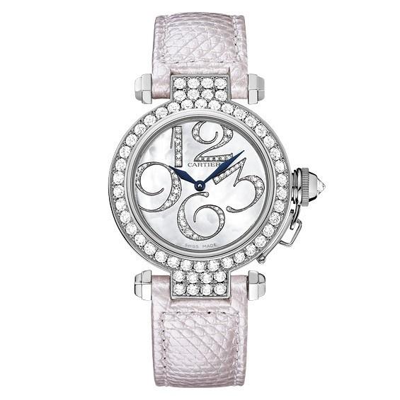 Cartier Women's WJ123221 Pasha Diamond Pink Leather Watch