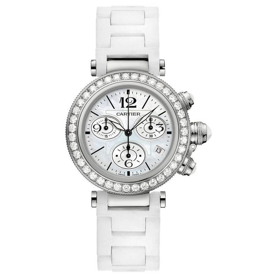 Cartier Women's WJ130003 Pasha Seatimer Chronograph White Rubber Watch