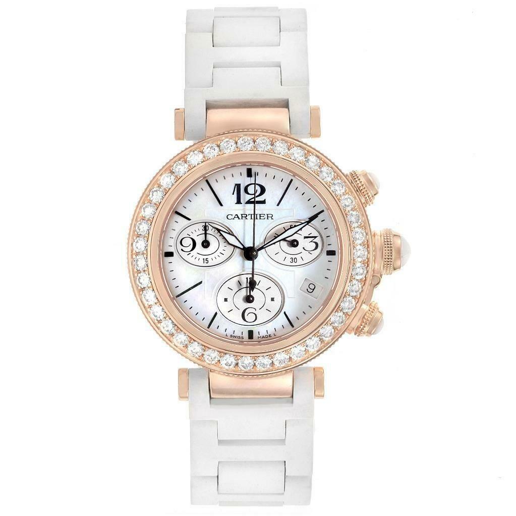 Cartier Women's WJ130004 Pasha Chronograph White Rubber Watch
