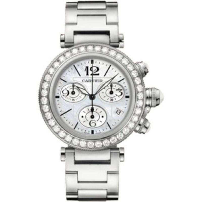 Cartier Women's WJ130005 Pasha Chronograph 18kt White Gold Watch