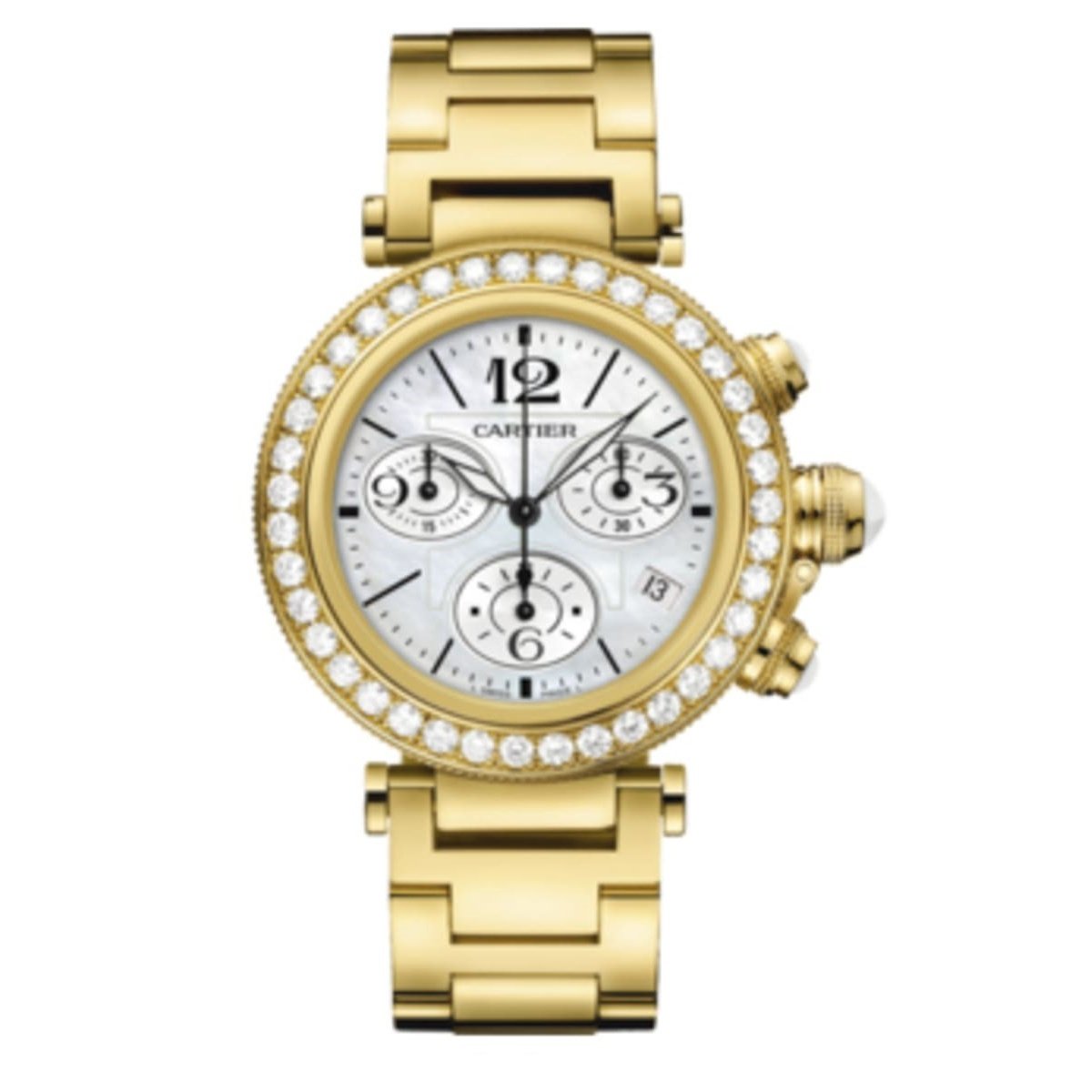 Cartier Women's WJ130007 Pasha Chronograph Gold-Tone 18kt Gold Watch