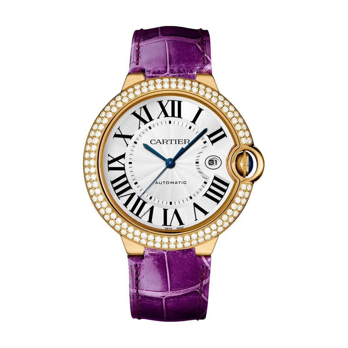 Cartier Men's WJBB0031 Ballon Bleu Purple Leather Watch