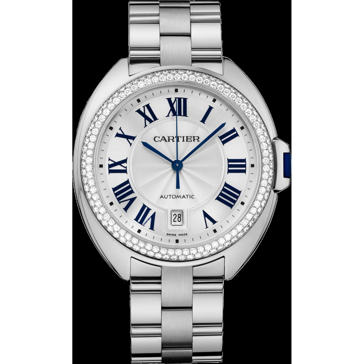 Cartier Women&#39;s WJCL0008 Cle De Cartier White Gold-Tone Stainless Steel Watch