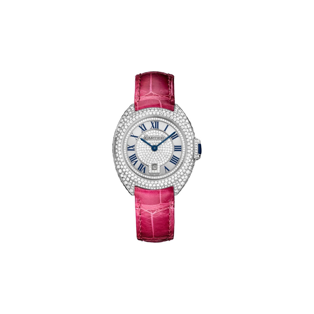 Cartier Women's WJCL0017 Cle De Cartier Diamond Pink Leather Watch