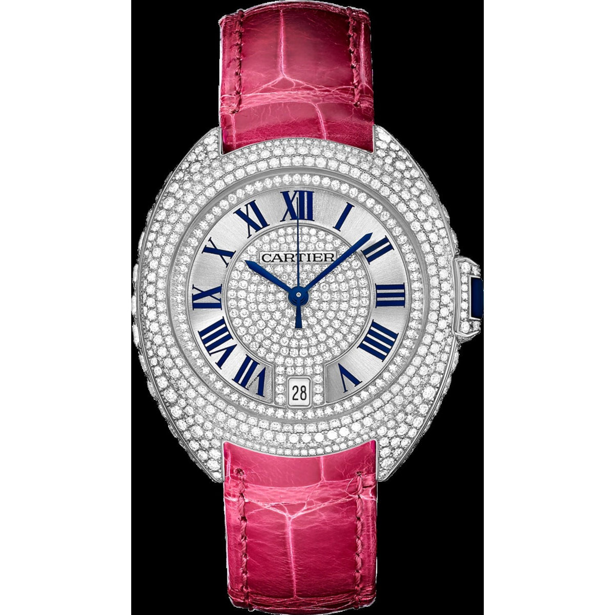 Cartier Women's WJCL0018 Cle De Cartier Diamond Pink Leather Watch