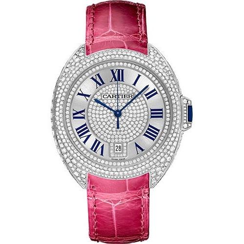 Cartier Women's WJCL0019 Cle De Cartier Diamond Pink Leather Watch