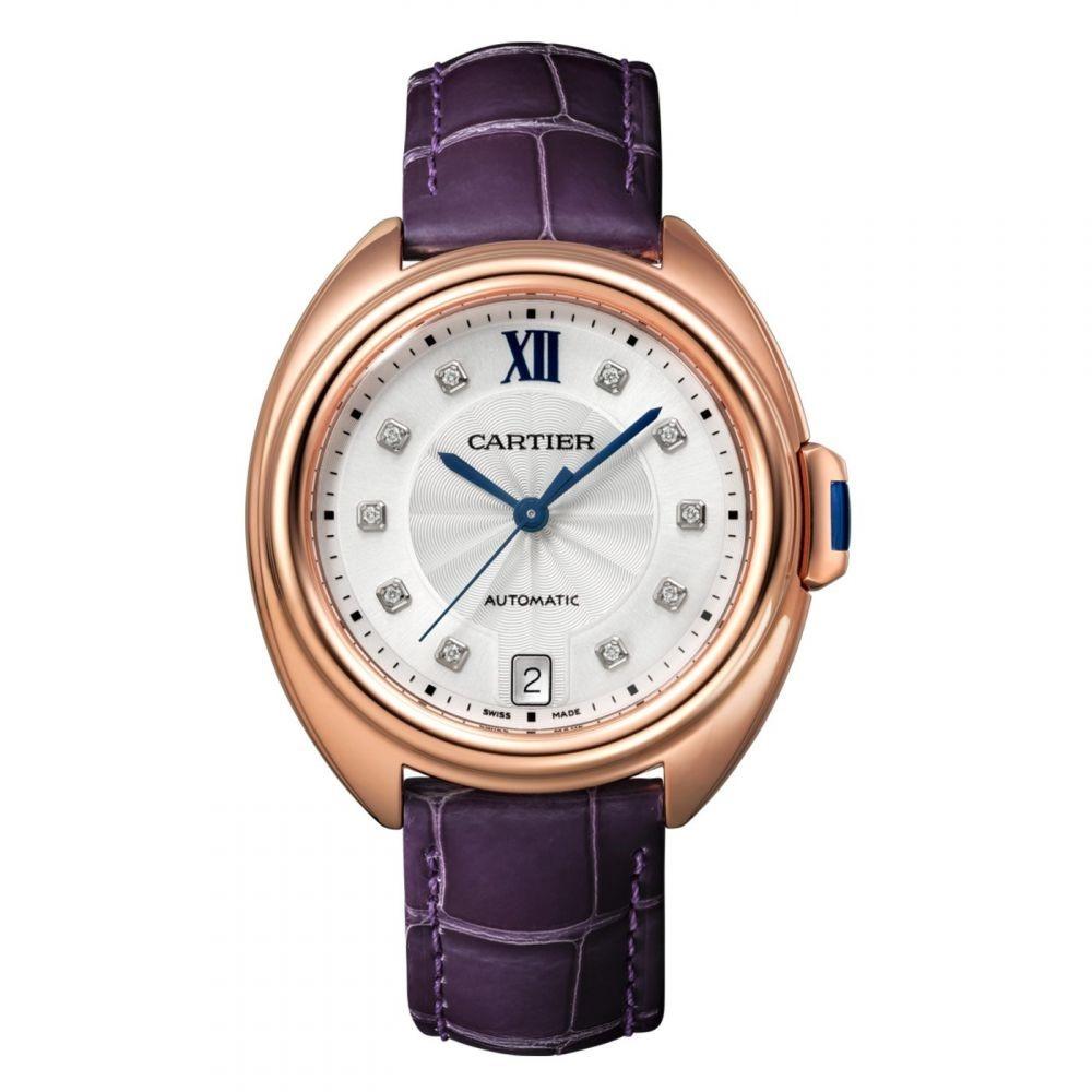 Cartier Women's WJCL0032 Cle De Cartier Diamond Purple Leather Watch