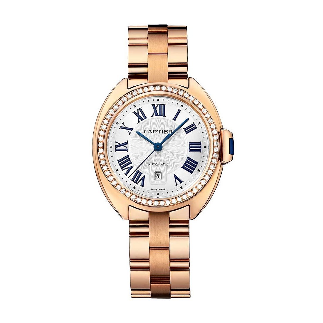 Cartier Women&#39;s WJCL0033 Cle De Cartier Diamond Rose Gold-Tone Stainless Steel Watch