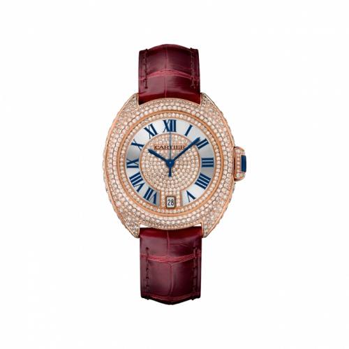 Cartier Women's WJCL0036 Cle De Cartier Diamond Red Leather Watch