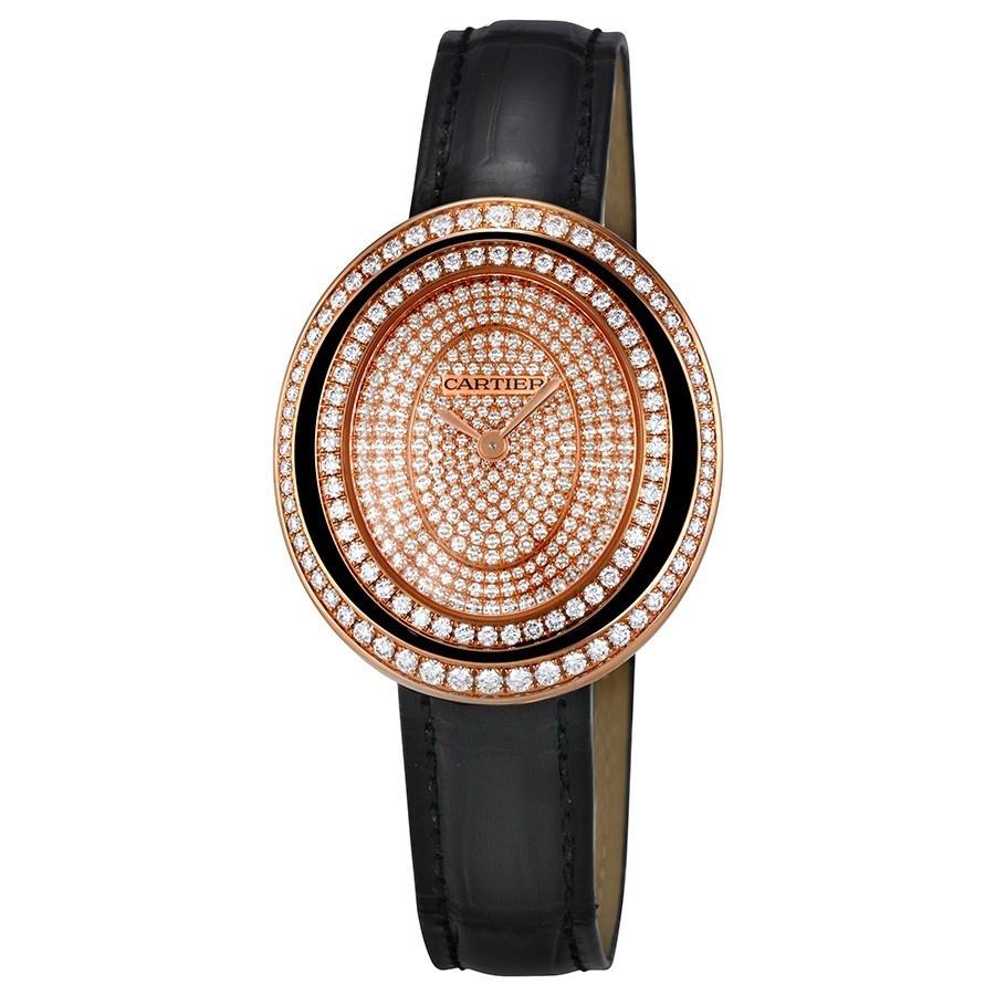 Cartier Women's WJHY0007 Hypnose Diamond Black Leather Watch