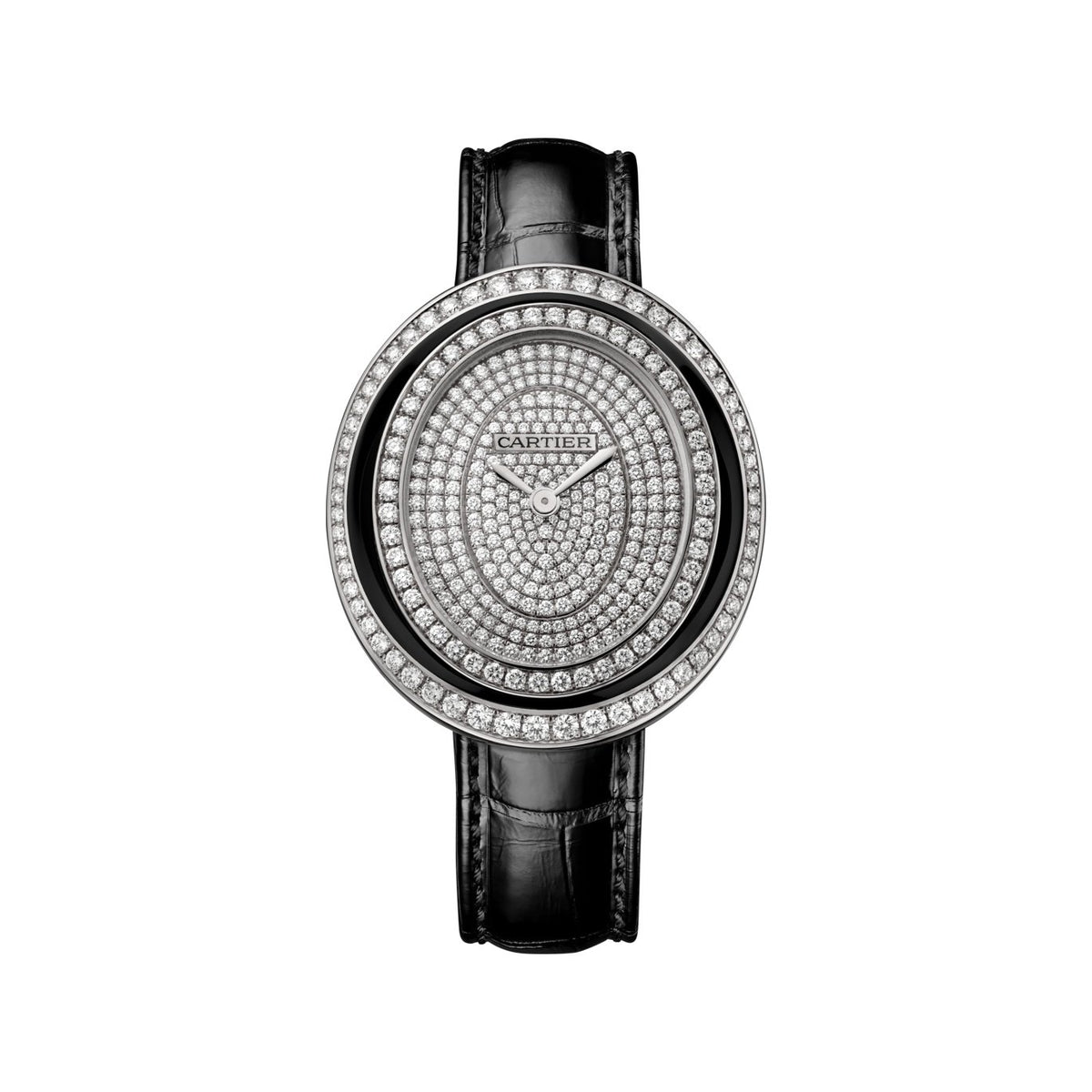 Cartier Women's WJHY0008 Hypnose Diamond Black Leather Watch