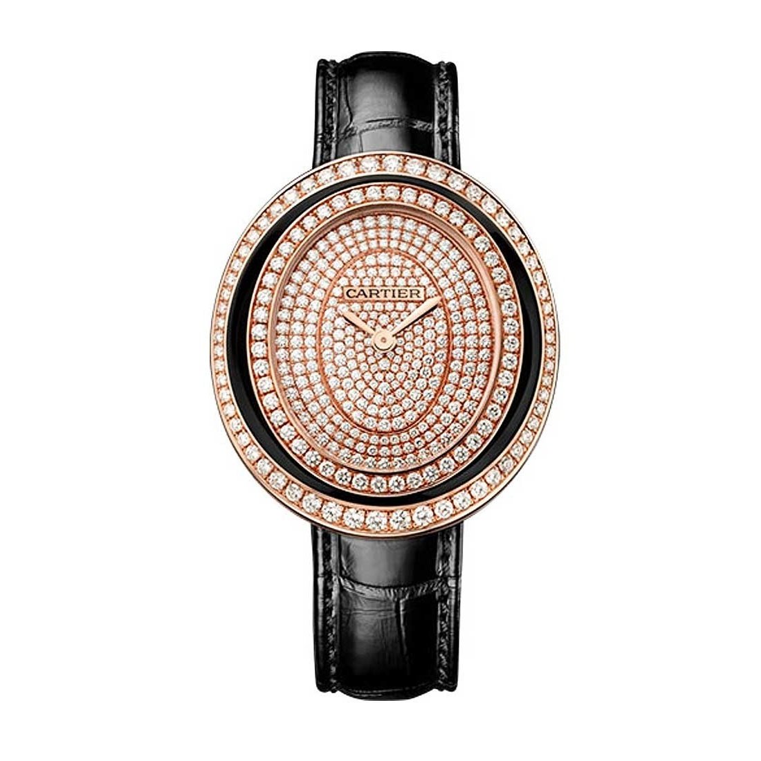 Cartier Women's WJHY0010 Hypnose Diamond Black Leather Watch