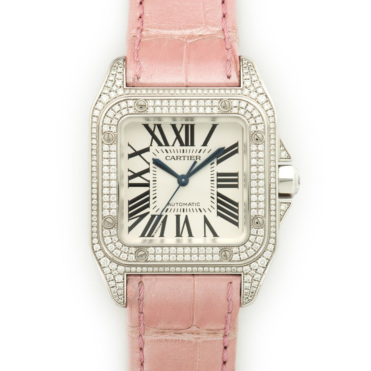 Cartier Women's WM501751 Santos Pink Leather Watch