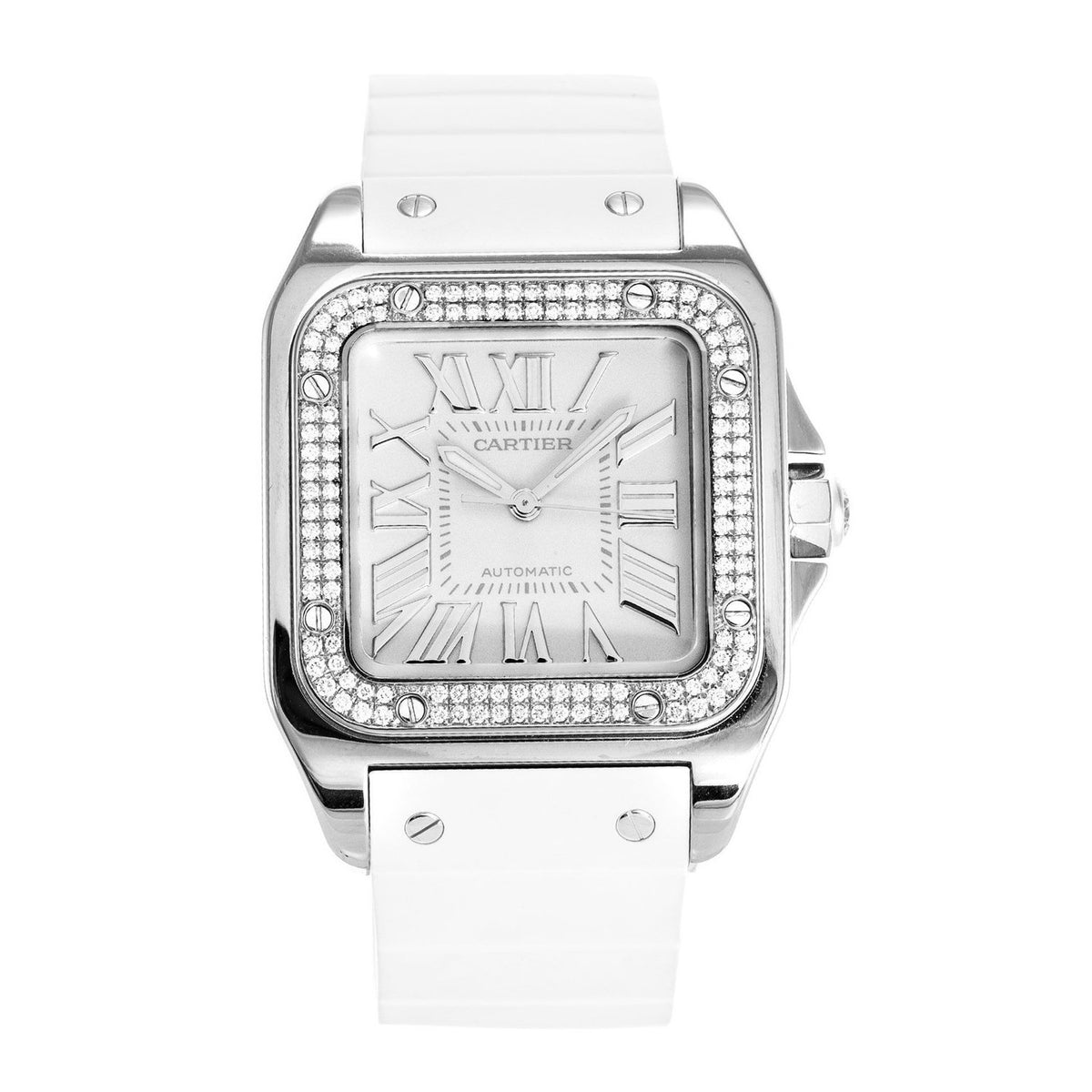 Cartier Women's WM50460M Santos White Rubber Watch