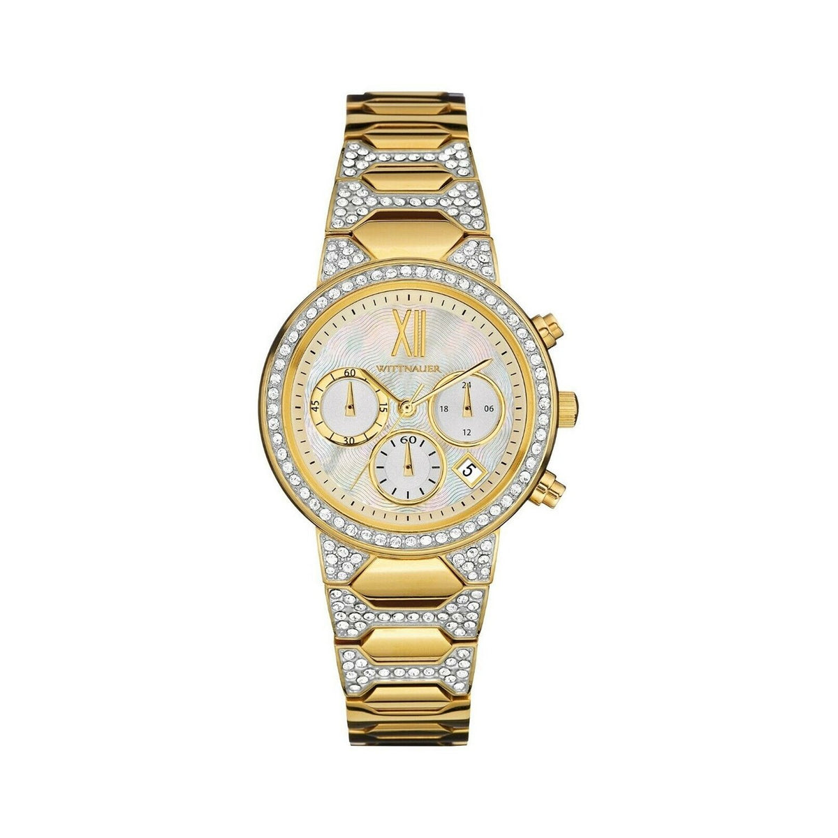 Wittnauer Women's WN4069 Wittnauer Chronograph Gold-Tone Stainless Steel with Sets of Crystal Watch