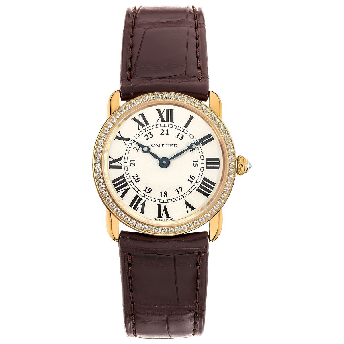 Cartier Women's WR000151 Ronde Louis Gold-Tone Leather Watch