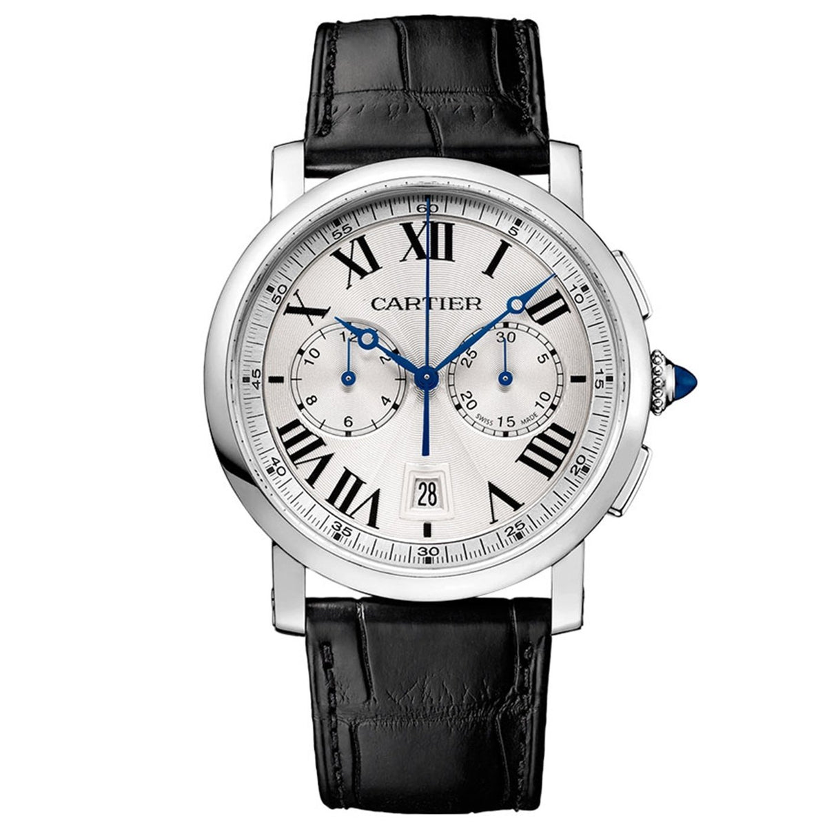 Cartier Men&#39;s WSRO0002 Rotonde Chronograph Automatic Black Leather Watch